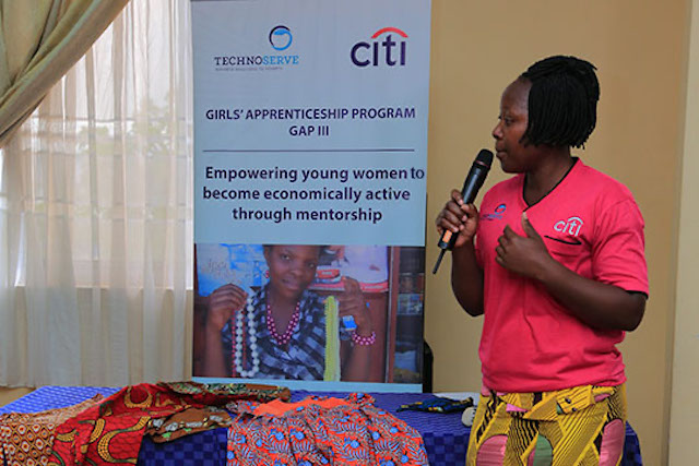 Justine started her own tailoring business in Kampala, Uganda