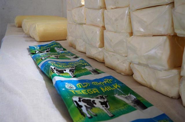 Hirut Yohannes Darare's dairy produce packaging