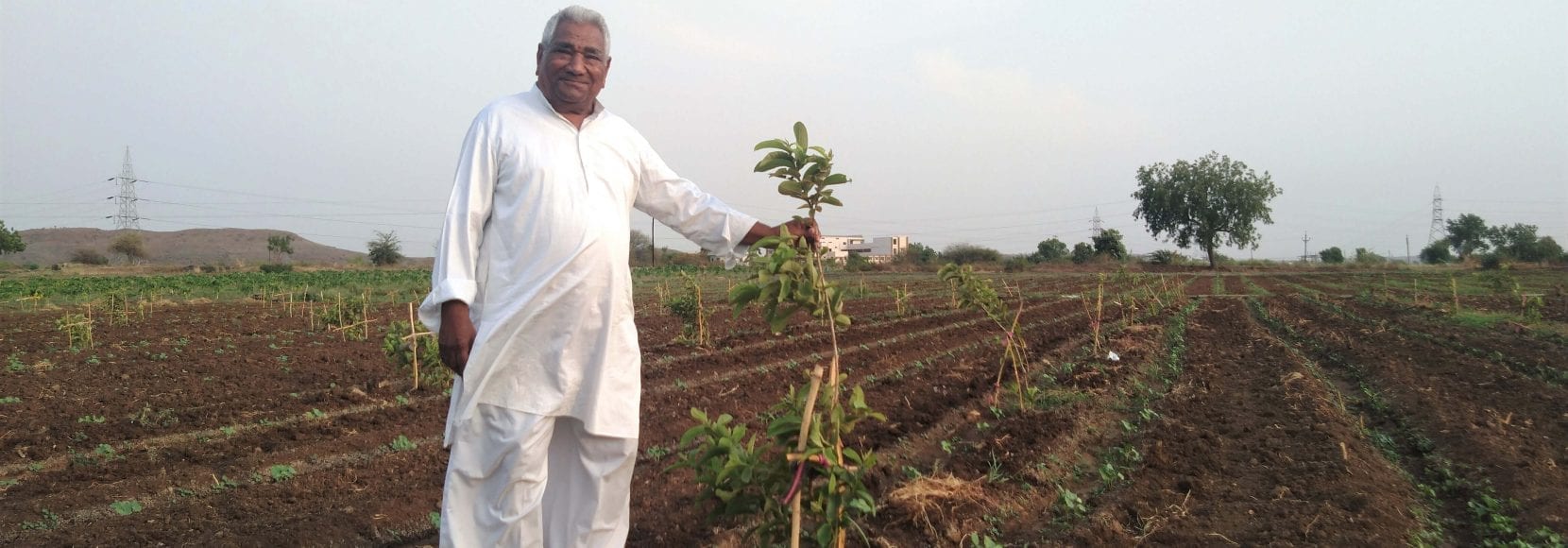 Man smiling in India with tree
