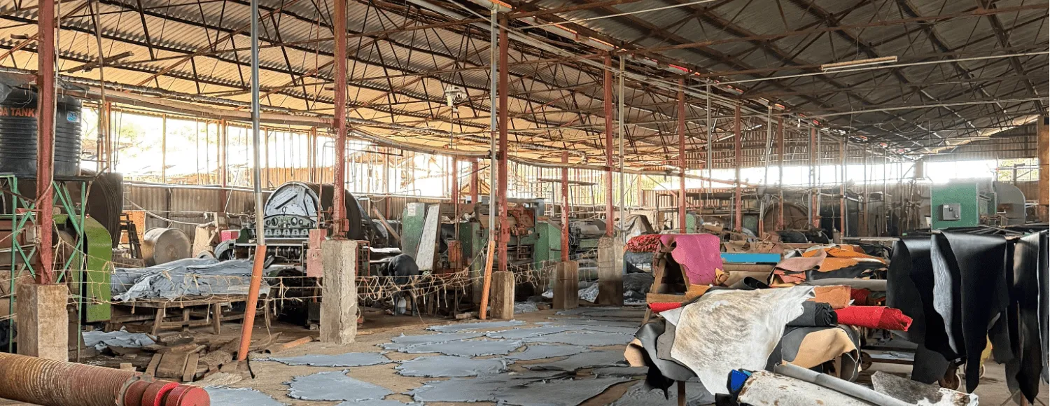 A tannery in Kenya ground drying their wet blue (semi-processed) leather. (TechnoServe)