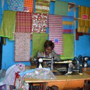 Three images: a young woman in a kitchen baking, a young man packaging food in a store, and a woman sewing fabric in a shop. Part of a feature for World Youth Skills Day.