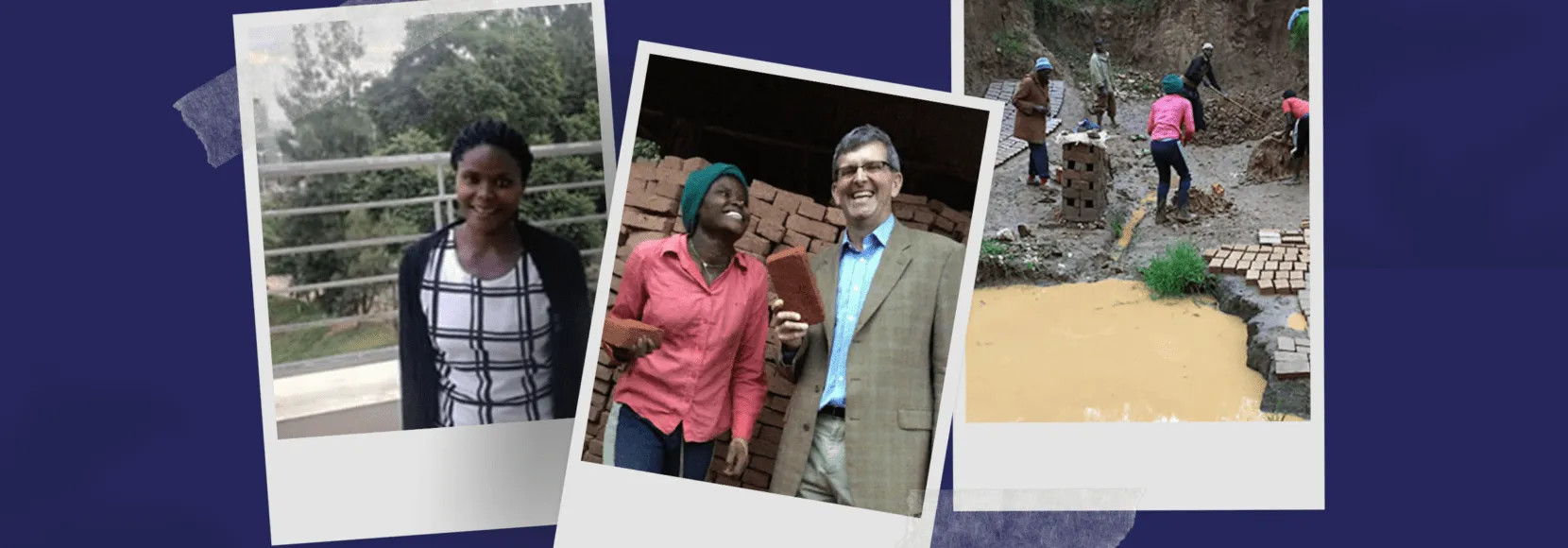 Three polaroid images featuring Gloriose in Rwanda.