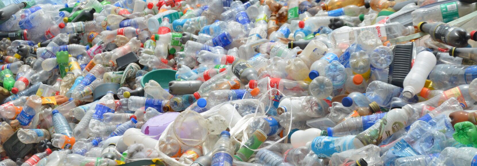 Plastic bottles are collected at a location in Nigeria.