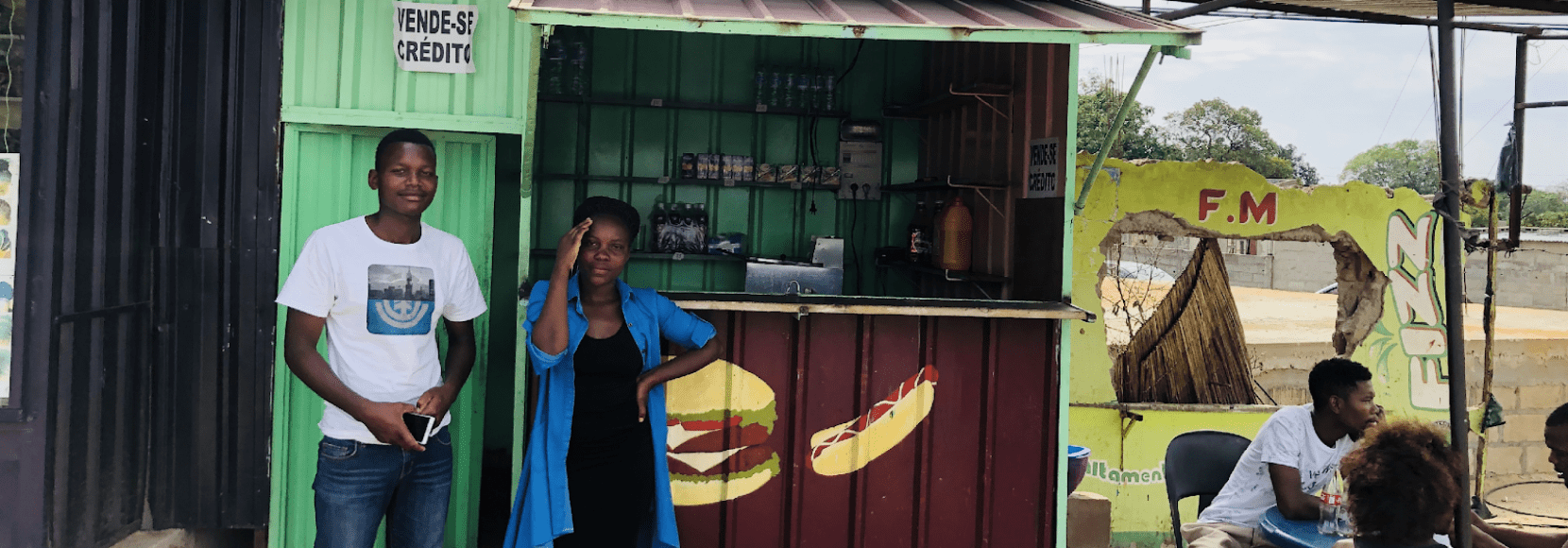 Catarina Bié stands outside her takeaway shop in Maputo, Mozambique