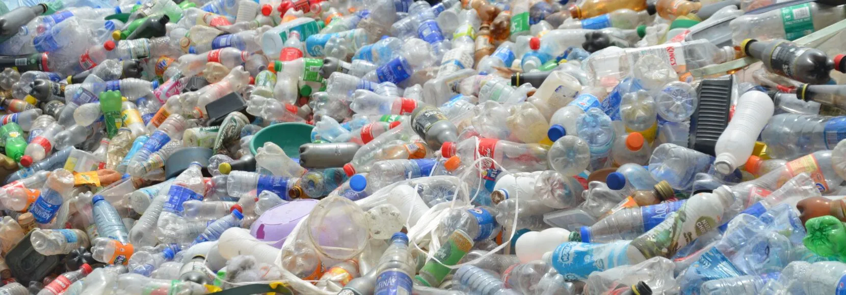 Plastic bottles are collected at a location in Nigeria.