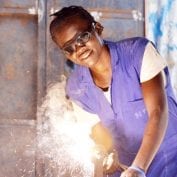 Woman welding