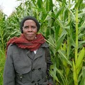 Woman standing next to crops in South Africa