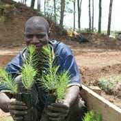 Man smiling about his plants