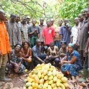 Group of people smiling at their cocoa