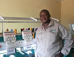 Man working in a sewing shop