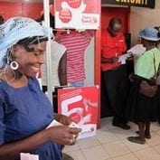 Woman smiling while shopping