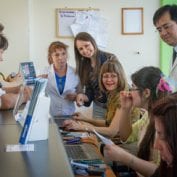 Group of people working with administrative staff at Medical Center