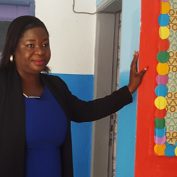 Woman smiling in a classroom