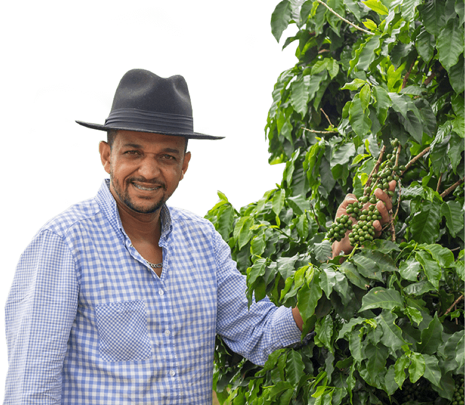 man stands with his crop