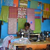 Immaculee Ndagijimana owns a tailor shop in Rwanda’s Nyanza district.