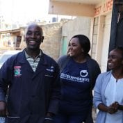 Duka owners smiling in Kenya