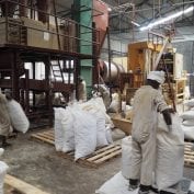 Food being processed and bagged