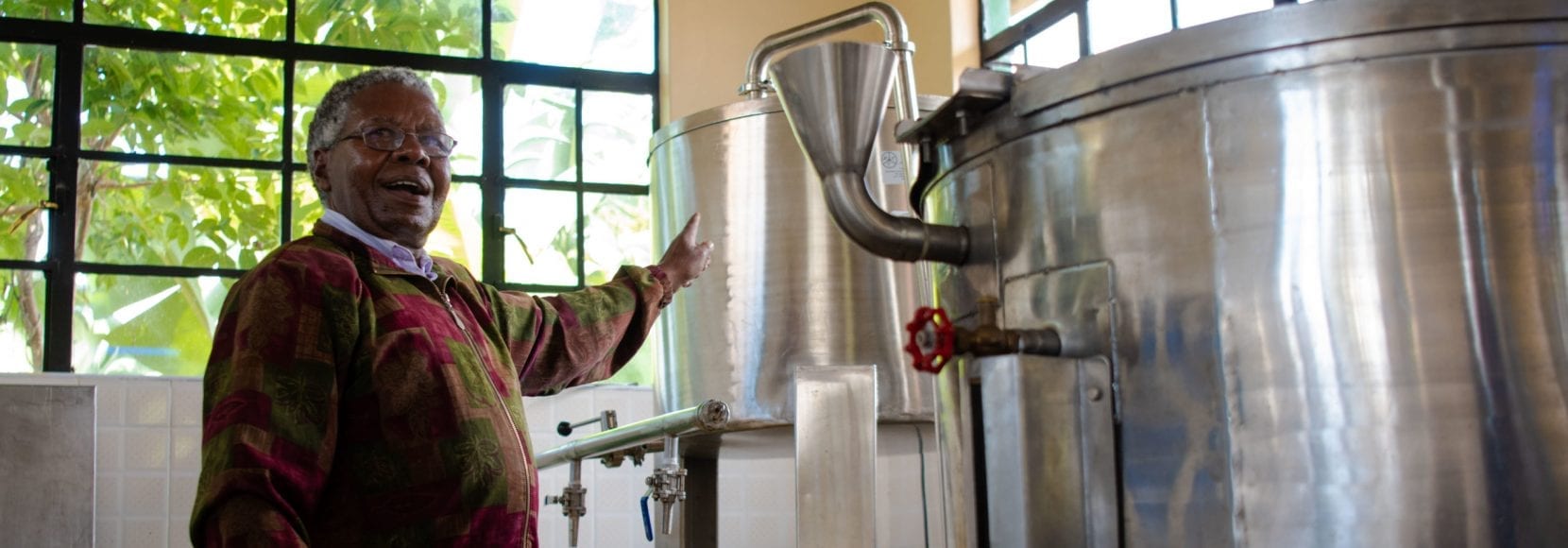 Man processing drinks