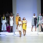 Models on the runway at a fashion show during South Africa Fashion Week 2019