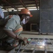 Moureen Nakisozi, a woman excelling in a field often dominated by men, practices her welding skills outside of Kampala, Uganda