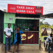 Catarina Bié stands outside her takeaway shop in Maputo, Mozambique