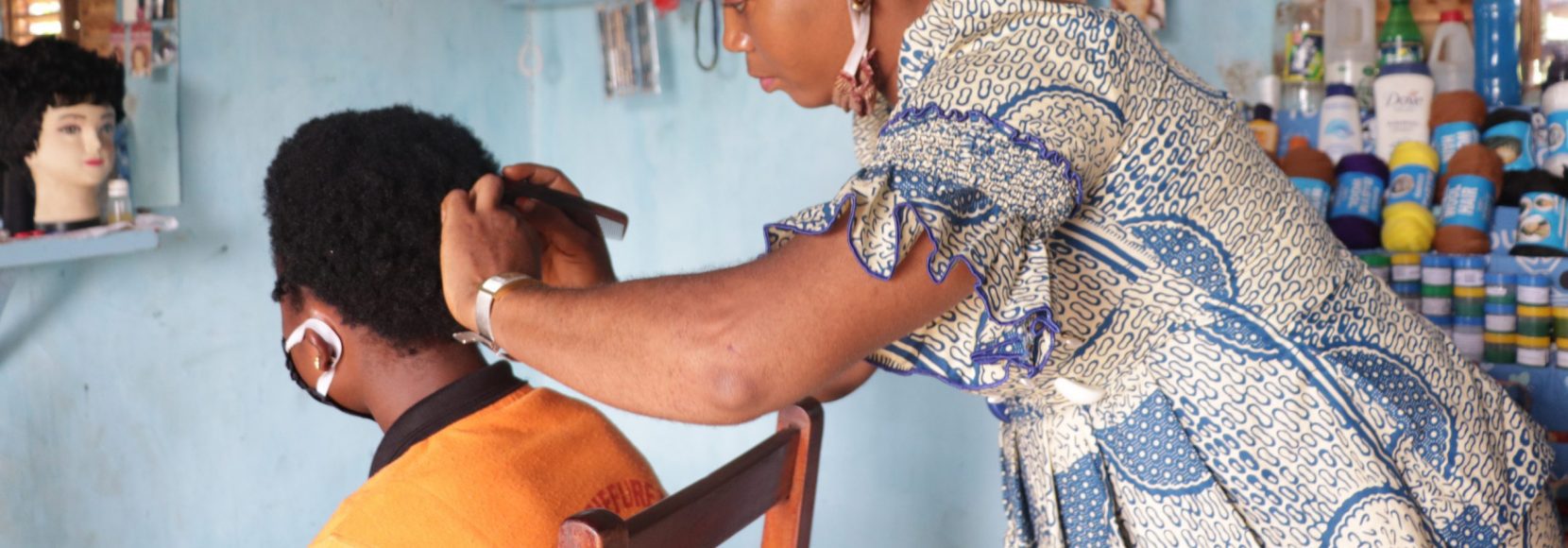 Entrepreneur Virginie Adounon owns two hair salons in Bohicon, Benin.
