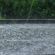 rain on a black flat roof