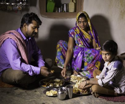 Family in India eats meal