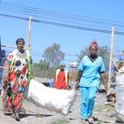 LIWAY program participants sorting recyclables, promoting environmental sustainability in Ethiopia