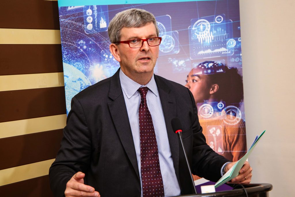 Will Warshauer, President and CEO of TechnoServe, speaks at the Tech4Dev event. Photo by Arnould Bognon for TechnoServe.