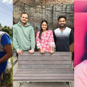 Collage of women-led startups in India making a sustainable impact.