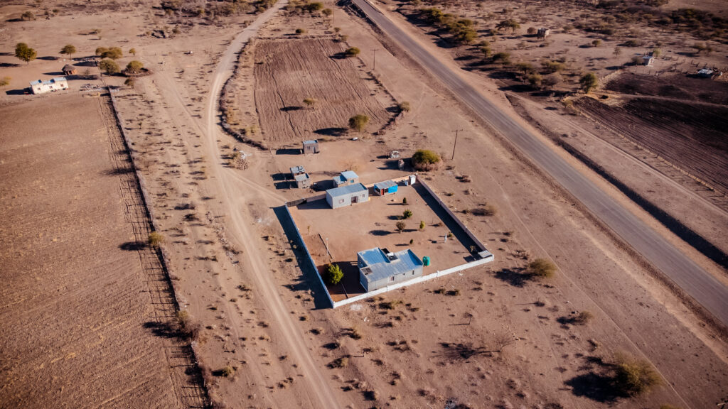 An aerial view of Golebilemang’s property in Bobonong, Botswana. (Mpho Seanego / Reshoot Photography) 