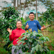 Abigail Espinoza and César Valentín are coffee farmers in Tingo María, Peru.