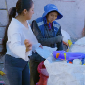 Vicky Huachaca at M&V Recyclesur AQP, a recycling business creating green jobs for youth in Arequipa, Peru