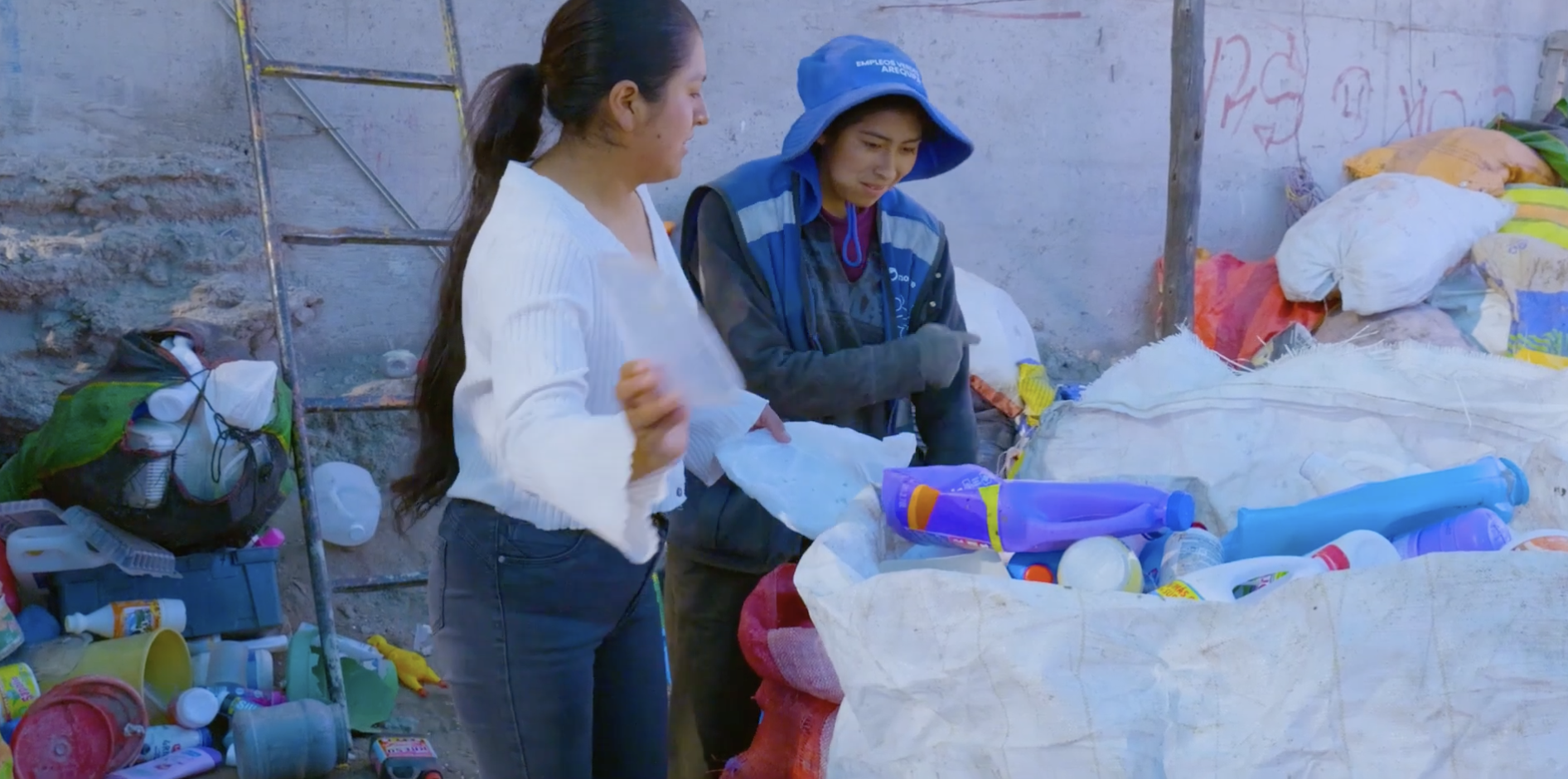 Vicky Huachaca at M&V Recyclesur AQP, a recycling business creating green jobs for youth in Arequipa, Peru